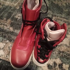 Nike Red High-Top Sneakers with Black Accents